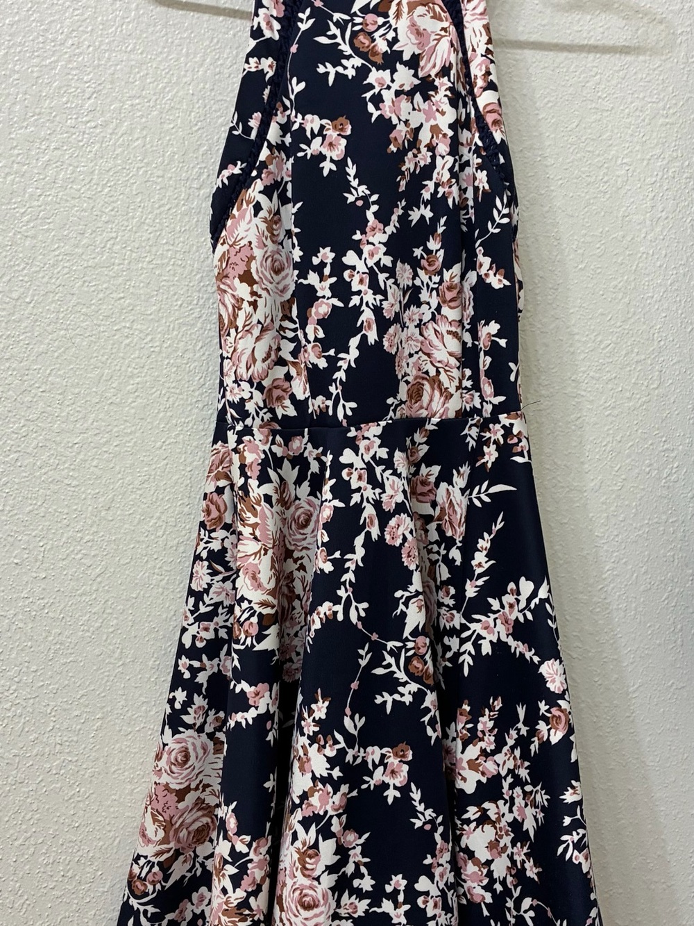B Darlin Navy Maxi Skirt with Pink and Cream Rose Print